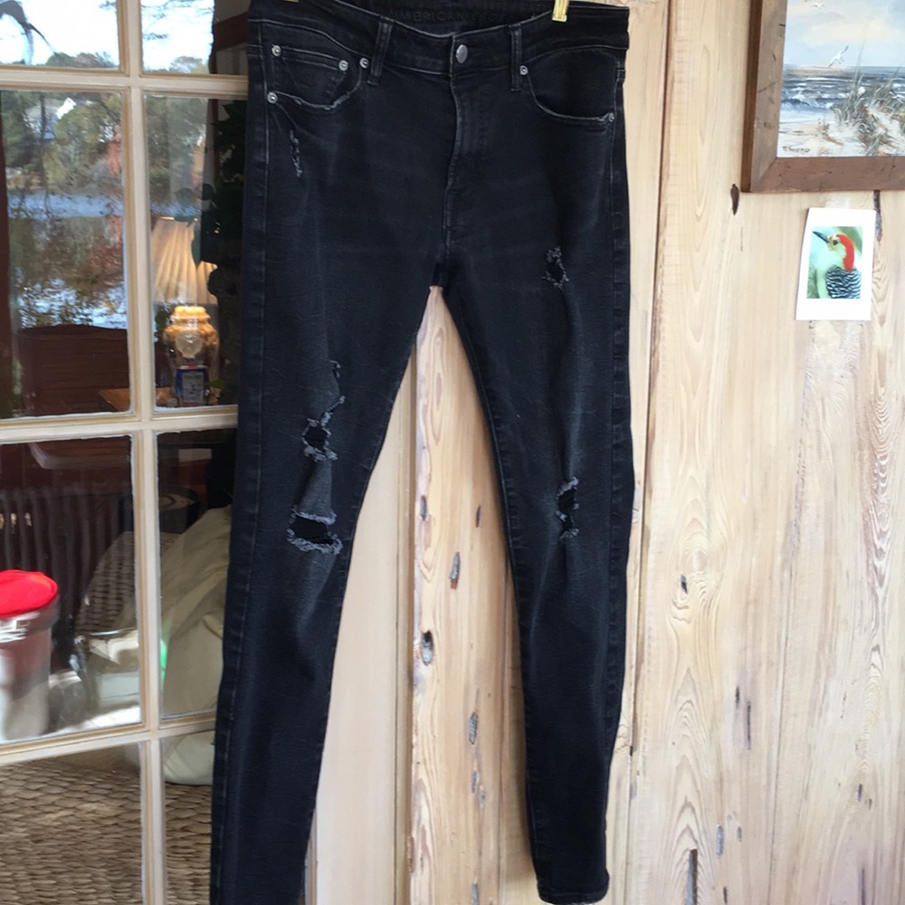 American eagle flex black jeans 33x 32 great cond
